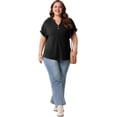 thumbnail image 4 of Cueply Plus Size Summer Tops for Women Short Sleeve v Neck Shirt Womens Casual Loose Fit Tunic Blouses, 4 of 7