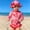 Pink2, variant on Swimsuits for Girls Youth One Piece Swimsuit Cute Print Long Sleeve Snap Button with Matching Sun Hat Toddler Bathing Suit Girl Size 9-12M