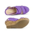 thumbnail image 4 of BLISSFUL STEP Women's Sandals Platform Heels Ankle Strap Wedges Sandals Purple 7, 4 of 7