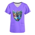 thumbnail image 5 of BiZtdJrK Mardi Gras Scrubs for Women 2025 Spring Summer Short Sleeve T Shirts Nurse Medical Uniforms Casual V Neck Scrub Tops Shirts Purple XXL Lightning Sale, 5 of 6