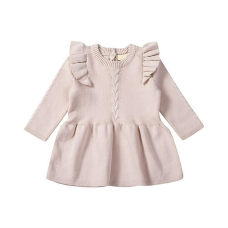 

Douhoow Toddler Girls Knitted Dresses Kids Winter Warm A-line Short Dress