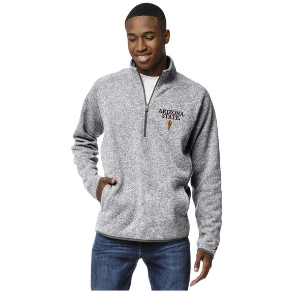 Men's League Collegiate Wear Heather Gray Arizona State Sun Devils Saranac Raglan Quarter-Zip Jacket
