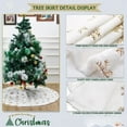 thumbnail image 5 of 30 Inch Faux Fur Christmas Tree Skirt, Golden Feather Pattern White Christmas Tree Decorations Indoor Velvet Sequin Tree Collar Faux Fur Plush Rug Xmas Large Mat Decor Ornaments, 5 of 12