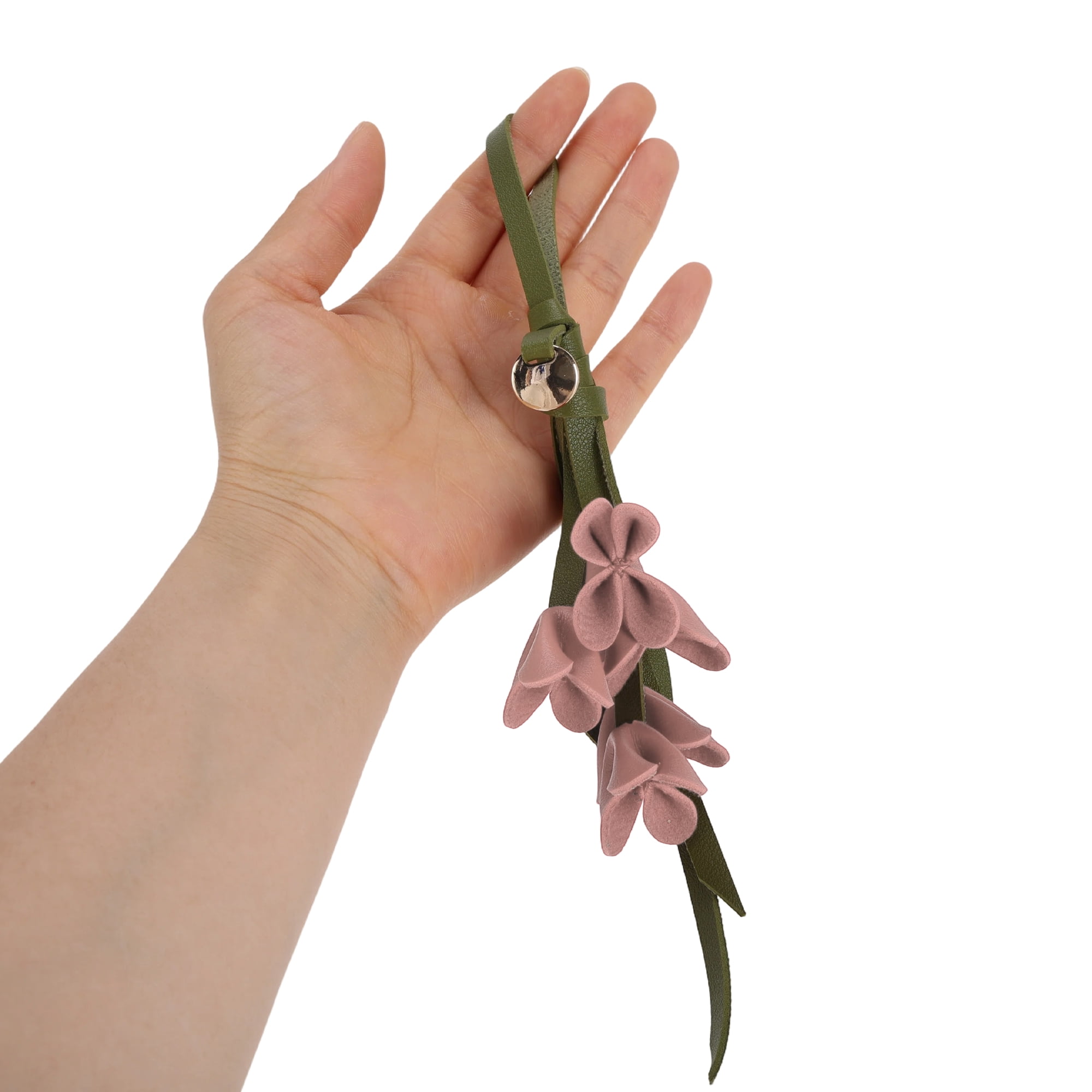 Unique Bargains PU Leather Flower Handbag Charm 1 Piece for Bags Light Pink