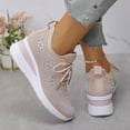 thumbnail image 6 of Willtoo Women's Glittery Rhinestone Fashion Breathable Wedge Sneakers, Orthopaedic Mesh Platform Sneakers Sparkly Bling Wedding Dressy Tennis Shoes for Bride Pink, 6 of 6