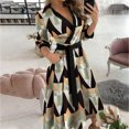 thumbnail image 2 of Babysbule Womens DressesWomen's Casual Loose Bandage Half Sleeve Printed V-Neck Ankle-Length Dress, 2 of 5