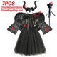 thumbnail image 1 of Disfraz de maléfica para Halloween para niñas, vestido de tutú negro de bautizo, Cosplay de demonio, Reina, bruja, ropa de fiesta de Carnaval, 1 of 1