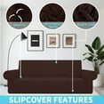 thumbnail image 4 of Debonair Stretch Jacquard Couch Cover with 1 Pillowcase, 1-Piece Soft Sofa Cover, Sofa Slipcover with Anti-Slip Foams, Washable Furniture Protector for Pets (Sofa, Chocolate), 4 of 8