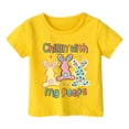 thumbnail image 4 of Toddler Girls Tops & T-Shirts Kids Easter Bunny Graphic Loose Fit Casual Short Sleeve Pullover T Shirts Activewear,Yellow,4-5 Years, 4 of 4