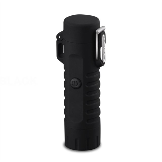 Multifunctional Usb Waterproof Double Arc Charging Lighter With Flashlight Led Lamp ,Powerful Illumination