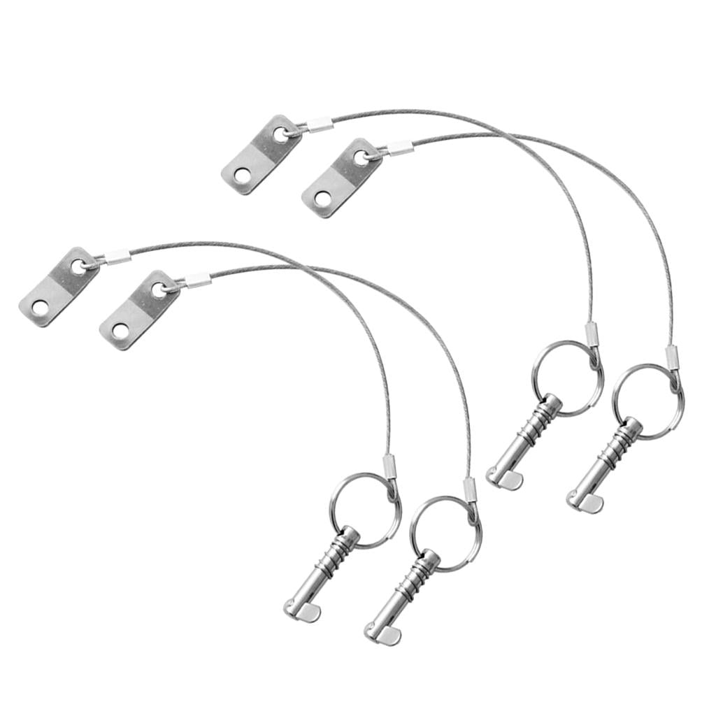 4 Pieces Stainless Steel Quick Release Pin Lanyard Boat Bimini Top Deck Fitting