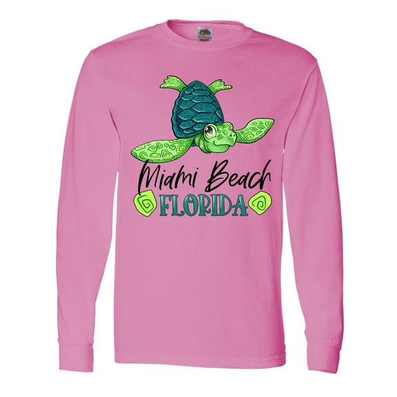 Inktastic Miami Beach, Florida Happy Sea Turtle Long Sleeve T-Shirt