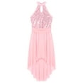 thumbnail image 2 of TiaoBug Kids Girls Sequins Lyrical Leotard Dance Dress Sleeveless Halter Irregular Party Gown Pink 14, 2 of 7