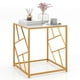 thumbnail image 1 of Costway Mesa auxiliar de vidrio templado, mesa de café pequeña de 50 cm con marco de metal dorado, mesa auxiliar cuadrada, mesa compacta para sala de estar, dormitorio, estudio, espacios estrechos, 1 of 3
