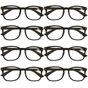 8 Packs Mens Womens Oval Round Frame Reading Glasses Blue Light Blocking Readers +2.25