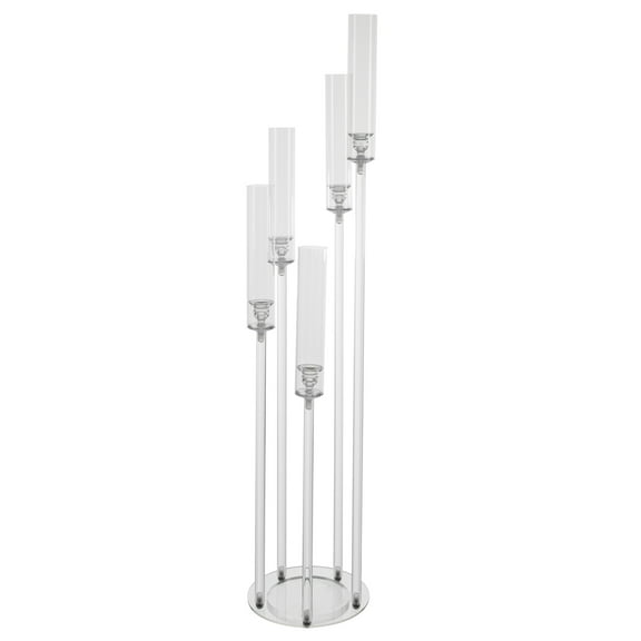 Wildnix 5-Arm Floor Candelabra,   Acrylic and PC Candle Holder with Adjustable Heights for Weddings and Home Décor