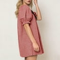 thumbnail image 3 of Women's Square Neck Mini Dress Plaid Short Puff Sleeve Dress Bow-Knot Decor Y2K Trendy Casual Short Dress,XXL,Red, 3 of 6