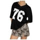 thumbnail image 1 of Camiseta de manga corta con cuello en V y corte holgado de moda para mujer - Top informal de verano con estampado gráfico, 1 of 8