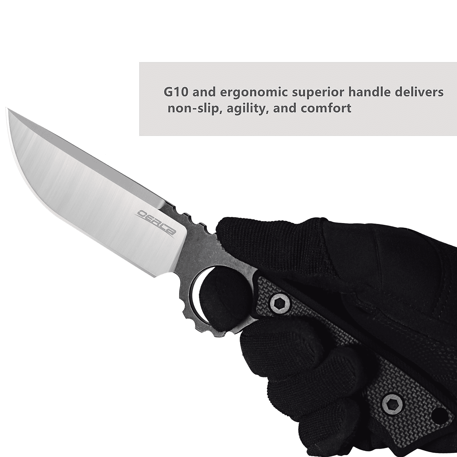 Oerla olk-032EK Tactical Fixed Blade Knife 3.9 inches blade with G10 Handle and Kydex Sheath (Black)
