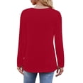 thumbnail image 6 of Womens Long Sleeve Tops Fall Fashion Causal Blouse Dressy Shirts Trendy Pleated Tunic for Legging Deep Red S, 6 of 6
