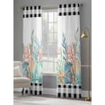 thumbnail image 5 of Coastal Corals Shells Sheer Curtains 84 Inches Long 2 Panels Set, Window Sheer Curtains for Living Room/Bedroom, Ocean Marine Life Sstarfish Black Plaid Light Filtering Rod Pocket Curtain 52''x84''x2, 5 of 8