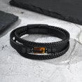 thumbnail image 2 of VNOX Men's Stainless Steel Magnetic Clasp Tiger Eye Beaded Black Leather Bracelet Gift, 2 of 6