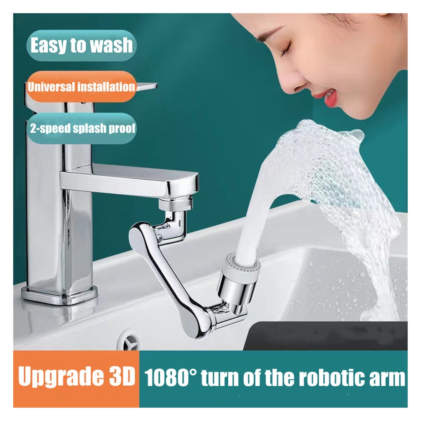 1080 Degree Swivel Robotic Arm Sink Faucet Aerator Universal Adapter Water Tap Extender Splash Proof Faucet Sprayer ,Water Saving