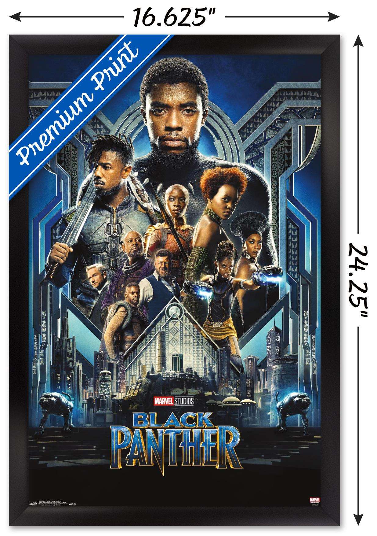 Marvel Cinematic Universe - Black Panther - Group One Sheet Wall Poster, 14.725" x 22.375", Framed
