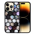 thumbnail image 1 of FINCIBO Soft Rubber Protector Cover Case for Apple iPhone 14 Pro 6.1" 2022, Mix Marble Tiles Black BG, 1 of 5
