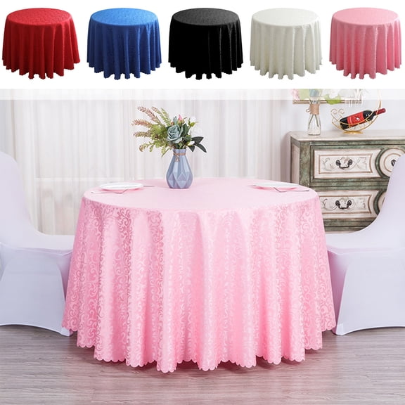 JeashCHAT Round Tablecloth, 71 Inch Polyester Fabric Washable Table Cloth for Round Dining Table, Decorative Table Cover for Wedding Birthday Party Banquet, Pink