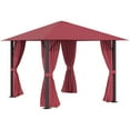 thumbnail image 5 of 10' x 10' Patio Gazebo, Outdoor Canopy with Sidewalls and Aluminum Frame, Vented Roof, Outdoor Shelter Tent Sun Shelter for Garden Lawn Backyard Deck, Wine Red, 5 of 5