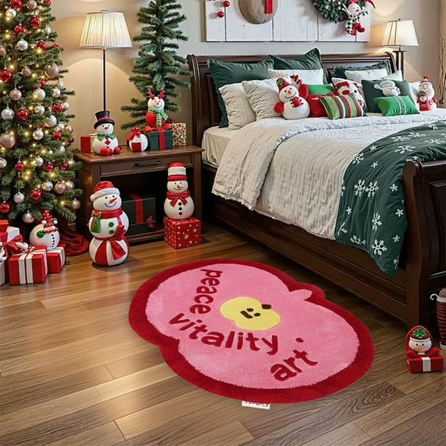 Christmas Floor Mat Entrance Rug | Absorbent Polyester Door Mat 31.5x19.7in | Non-Slip Backing • Soft, Durable • Pink, White, Red, Brown, Khaki Options