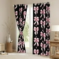 thumbnail image 3 of Homewish Chic Bow Knot Ribbon Black Out Curtains, Black Pink Curtains Pack of 2 (42x63 Each) for Girls, Princess Style Bedroom Curtains, Luxury Bedroom Decor, 3 of 6