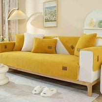 Holloyiver Fleece Sofa Cover, Super Soft Funny Fuzzy Sofa Couch Covers, Warm Plush, Non-Slip Sectional Sofa Slipcover Furniture Protector for Kids, Pets (Yellow, 25"x 35")