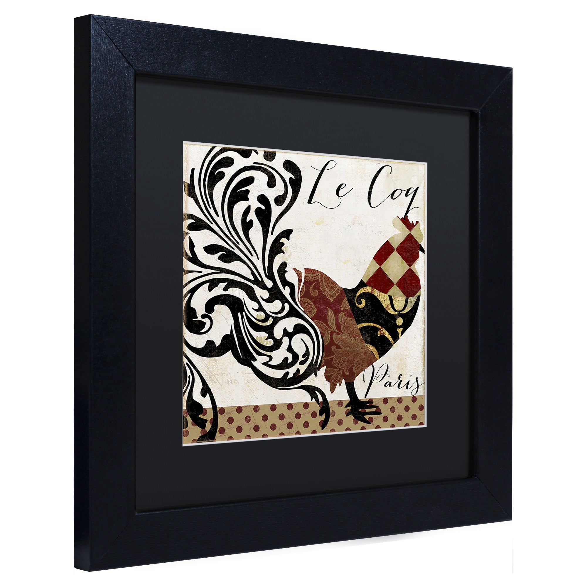 Trademark Fine Art "Roosters of Paris II" Canvas Art by Color Bakery Black Matte, Black Frame