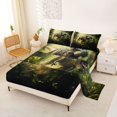 thumbnail image 2 of Homewish Jungle Dinosaur Bed Sheets,Vintage Wildlife Full Size Sheets,Green,4-Piece,1 Flat Sheet, 1 Fitted Sheet and 2 Pillowcases, 2 of 6