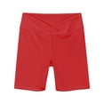 thumbnail image 4 of Babcutegg Girls Summer Fashion Cross Waist Athletic Shorts – Kids 4-14 Years Old, Casual Solid Color Sport Biker Shorts Red Size 4T, 4 of 9