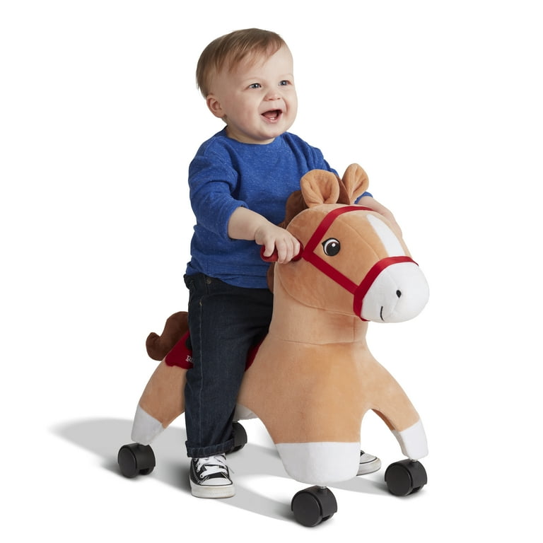 Radio Flyer, Boots: Rolling Pony, Plush Caster Ride-on Horse for Girls and  Boys