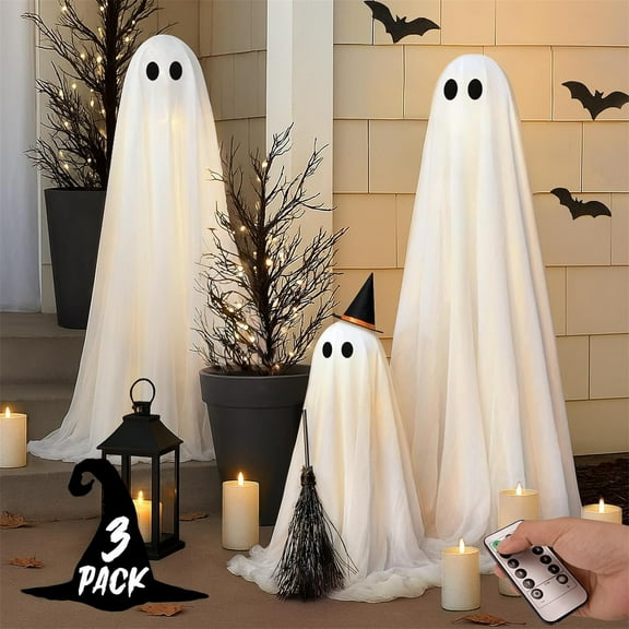 Halloween Decorations Ghosts 3Pcs for The Front Porch Courtyard Cute Decorations(white)