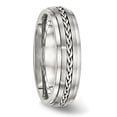 thumbnail image 4 of Auriga Stainless Steel w/Sterling Silver Braid Inlay Brushed Polished 6 mm Band for Women Size 13, 4 of 6