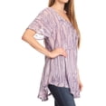 thumbnail image 3 of Sakkas Zoya Marbled Embroidery Cap Sleeves Blouse / Top - Purple / White - One Size, 3 of 5