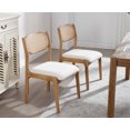 thumbnail image 3 of Dayalane Farmhouse Rattan Dining Chairs Set of 2, Mid Century Modern Dining Side Chairs, Linen Upholstered French Country Kitchen Chairs with Hardwood Frame for Dining Room Kitchen, Beige, 3 of 8