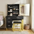 thumbnail image 1 of Makeup Vanity Desk with Mirror and Lights, Dressing Table with Sliding LED Lighted Mirror, Charging Ports, 4 Drawers, Hidden Storage & Hair Dryer Holder, 1 of 7