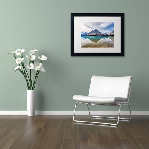 Trademark Fine Art 'Bow Lake Blue' Canvas Art by Pierre Leclerc, White Matte, Black Frame