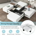 thumbnail image 5 of MAYEERTY Unique Design Coffee Table with 4 Hidden Storage Compartments, Square Cocktail Table with Extendable Sliding Tabletop, UV High-Gloss Center Table for Living Room, 31.5"x 31.5",White, 5 of 9