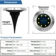 thumbnail image 6 of Solar Ground Lights, 8 LED Disk Lights Waterproof Outdoor Garden Lights, 12 Pack, 6 of 7