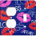 thumbnail image 4 of Metal Light Switch Plate Cover Lipstick Kisses Love Romance Dark Blue LOV007, 4 of 13
