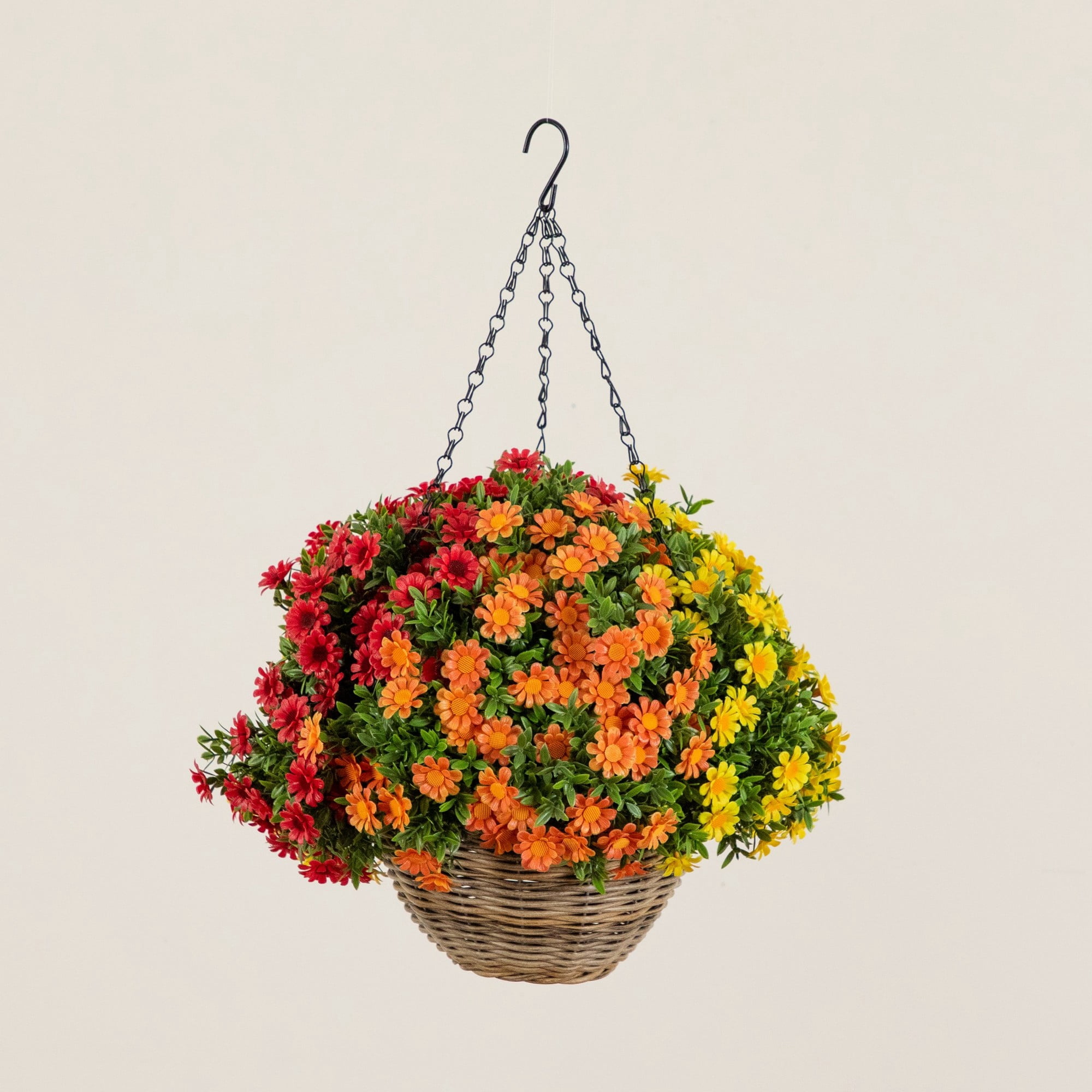 22in. UV Resistant Autumn Artificial Fall Mixed Daisy Hanging Basket (Indoor/Outdoor)