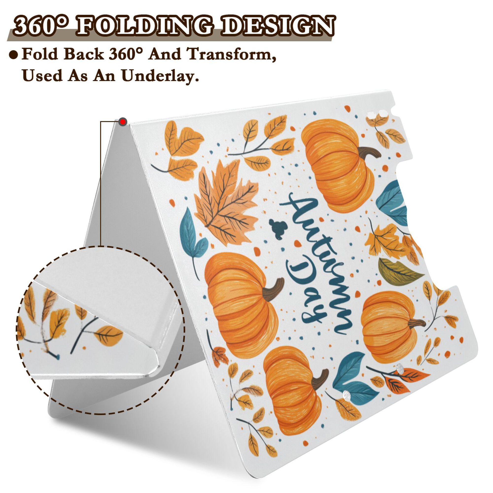 FORMRS A4 Clipboard Folder with Pen Holder Horizontal Foldable School Office Binder, Pumpkins Pattern