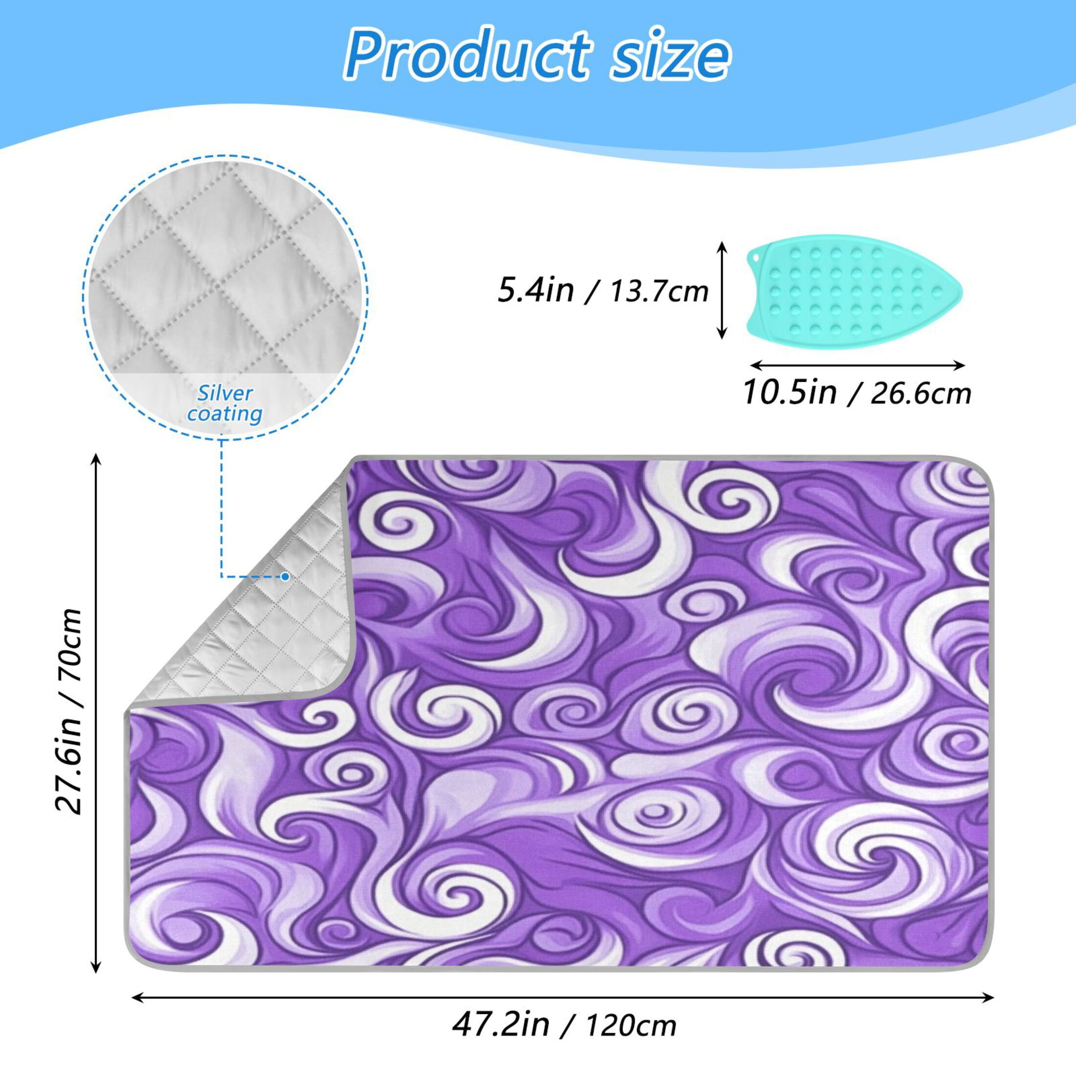 Swirling Purple Waves Portable Ironing Mat, Heat-Resistant, Dual-Sided, Foldable for Easy Storage